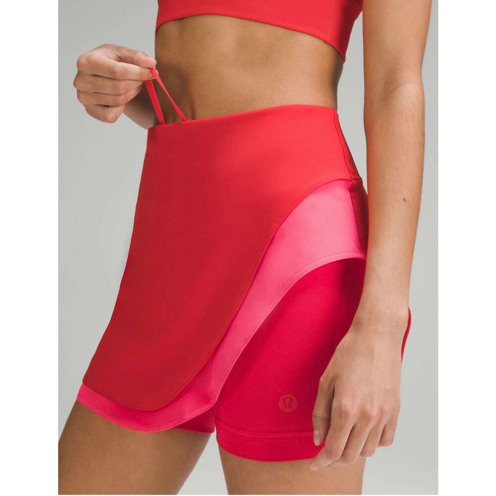 Lululemon Asymmetrical Layered High-Rise Tennis Skirt in Hot Heat Size 10 - Picture 3 of 10